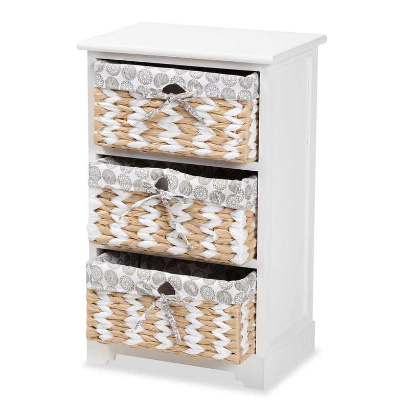 Rianne Storage Unit Modern White Finished Wood with 3 Baskets for Organized Living and Stylish Home Décor