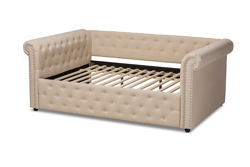 Mabelle Daybed - Modern and Contemporary Beige Fabric Upholstered