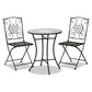 Callison Outdoor Dining Set - Modern 3-Piece Metal and Multi-Colored Glass in Black Finish for Stylish Patio Dining