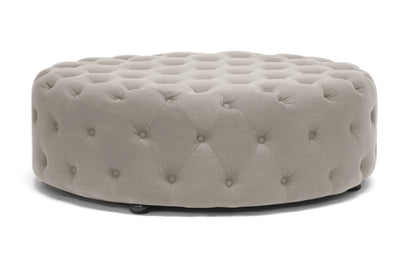 Cardiff Ottoman Beige Linen Modern Tufted