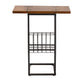 Jocelyn Modern Industrial C End Table Walnut Brown Wood Black Metal Frame Foldable Design for Space-Saving Convenience