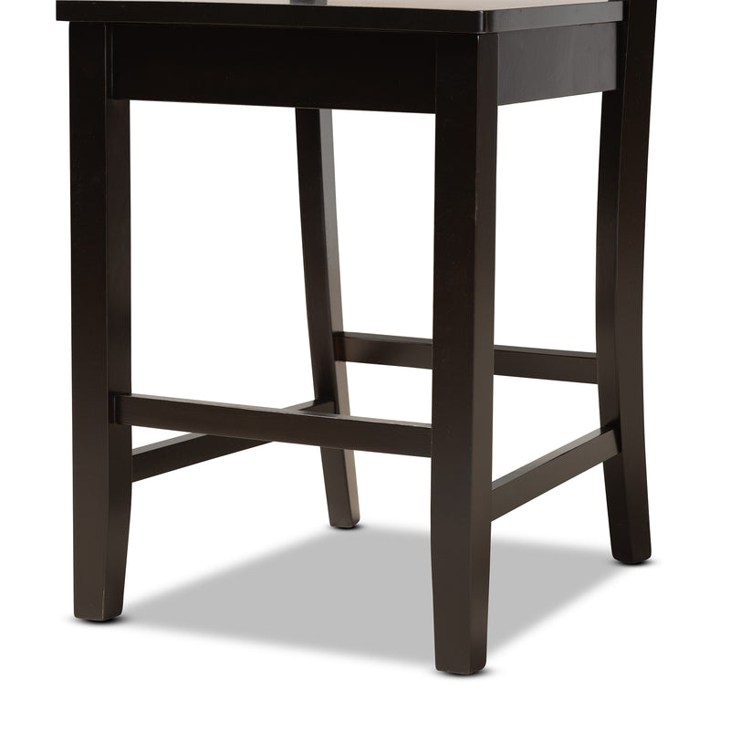 Caron Counter Stool Set Modern and Contemporary Transitional Dark Brown Finished Wood 2-Piece