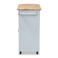 Donnie Kitchen Storage Cart - Two-Tone Light Grey and Natural Finished Wood