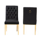 Caspera Dining Chair Set Contemporary Glam and Luxe Black Velvet Fabric and Gold Metal 2-Piece