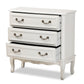 Gabrielle 3-Drawer Wood Storage Cabinet in French Country Style with White Finish for Elegant Home Organization