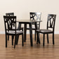 Derya 5-Piece Dining Set: Modern Grey Fabric Chairs with Dark Brown Finished Wood Table