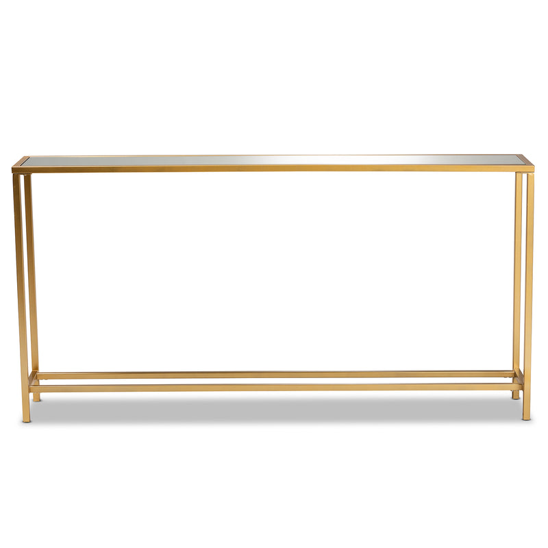 Alessa Console Table - Modern Glam Design with Gold Metal and Mirrored Glass Accents for Elegant Home Decor