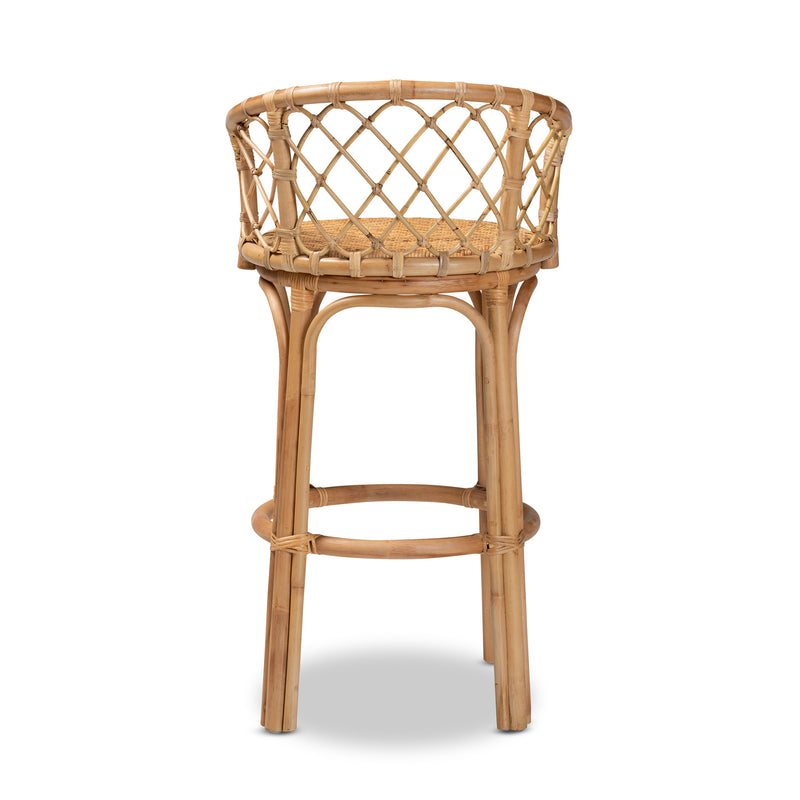 Orchard Bohemian Rattan Bar Stool in Natural Brown - Stylish Seating for Home Bars and Kitchens