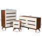 Calypso Mid-Century Modern 3-Piece Storage Set in Two-Tone White and Walnut Finished Wood for Stylish Organization and Décor