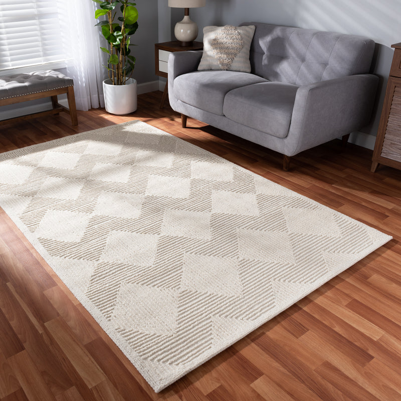 Sovanna Area Rug Modern Ivory Hand-Tufted Wool Design for Stylish Home Décor