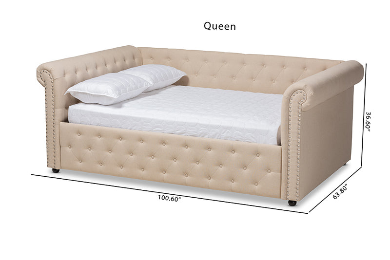 Mabelle Daybed - Modern and Contemporary Beige Fabric Upholstered