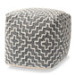 Benjamin Pouf Ottoman - Modern Handwoven Cotton Blend in Grey and Ivory