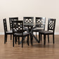 Elena Dining Set Modern 7-Piece Grey Fabric Upholstered with Dark Brown Finished Wood