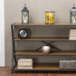 Lancashire Console Table Brown Wood and Metal Entryway Furniture for Living Room or Hallway