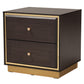 Arcelia Queen Size Bedroom Set Contemporary Glam Luxe 4-Piece Collection in Two-Tone Dark Brown and Gold Finished Wood