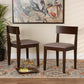 Camilla Dining Chair Set Mid-Century Modern Cream Fabric and Dark Brown Finished Wood 2-Piece