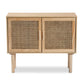 Maclean Mid-Century Modern Sideboard Buffet with Rattan and Natural Brown Wood, Stylish Storage for Dining or Living Room