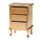 Newton End Table Classic and Traditional Gold Finished Wood 3-Drawer