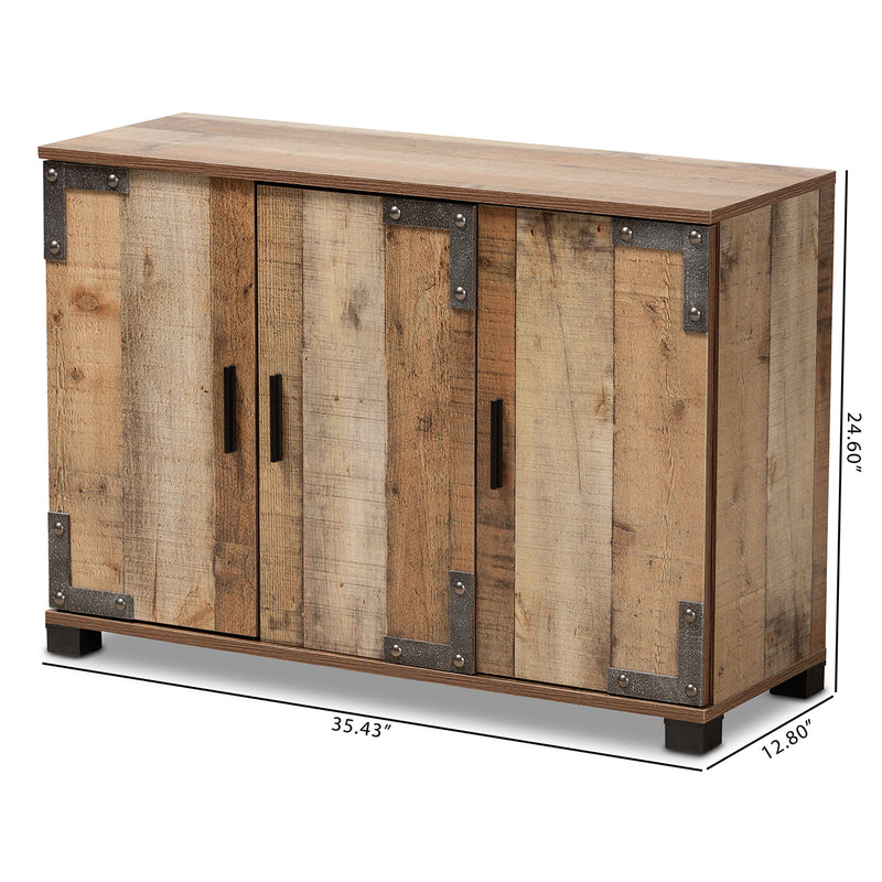 Cyrille Shoe Cabinet - Modern Farmhouse Style with Rustic Wood Finish and 3 Doors for Stylish Storage Solutions