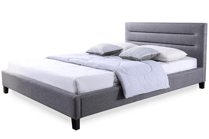 Hillary Bed Frame - Modern and Contemporary Grey Fabric Upholstered Platform Base