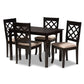 Verner Dining Set Modern Contemporary Grey Fabric Upholstered Espresso Brown Finished 5-Piece Wood