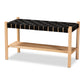 Cadmus Rustic Mid-Century Modern Wood Bench in Black and Oak Finish - Stylish Seating for Entryway, Living Room or Bedroom