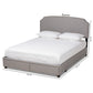 Larese King Size Platform Bed Light Grey Fabric Upholstered with 2 Storage Drawers