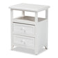 Karsen End Table - Modern White Finished Wood Design with 2 Drawers for Stylish Storage