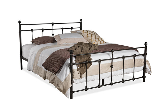 Belinda Queen Size Platform Bed Vintage Industrial Black Metal Frame for Stylish Bedroom Decor