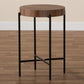 Savion End Table Modern Industrial Design with Walnut Brown Wood and Black Metal Accents