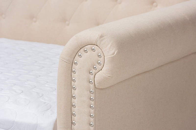 Mabelle Daybed - Modern and Contemporary Beige Fabric Upholstered