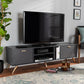 Kelson Modern TV Stand Contemporary Dark Grey and Gold Finished Wood Entertainment Center for Living Room