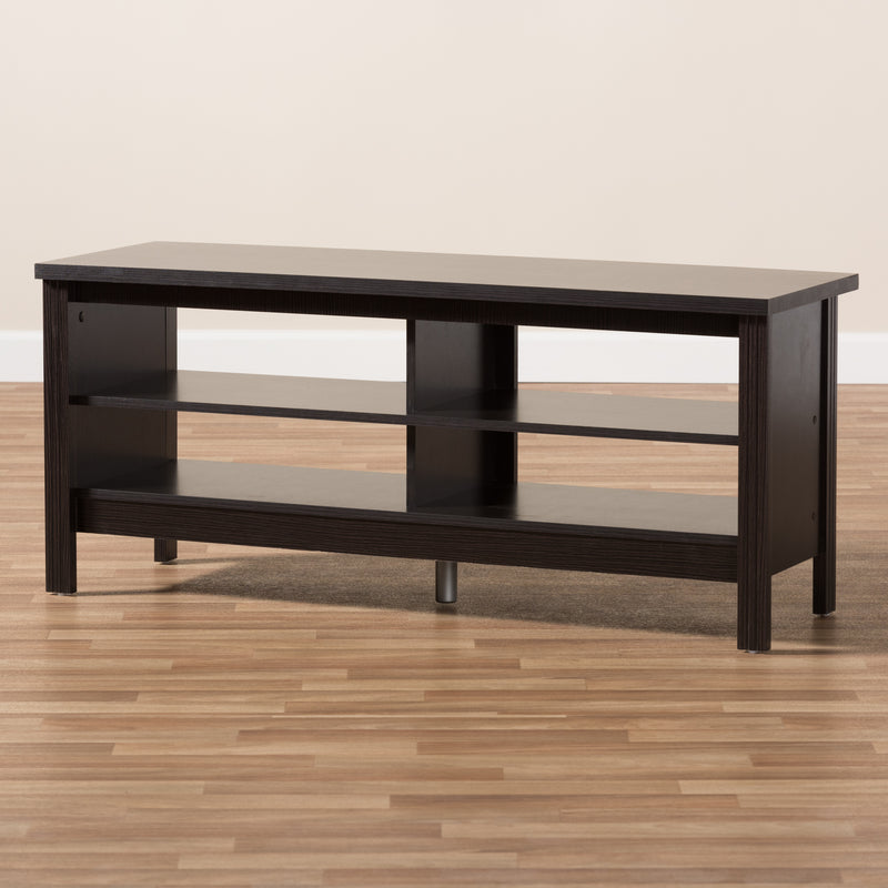 Sloane Modern TV Stand in Wenge Brown Finish with Storage and Cable Management Solutions