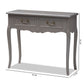 Capucine Console Table Antique French Country Style Gray Wood 2-Drawer Design for Living Room or Entryway Storage