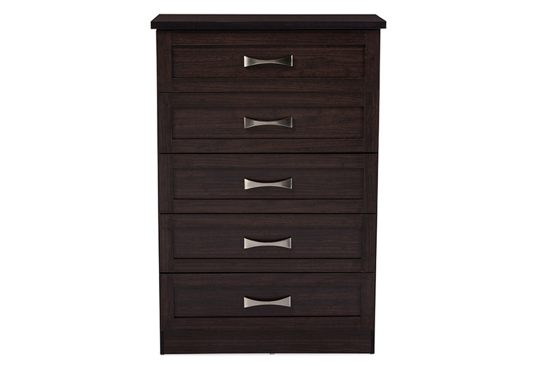 Colburn Tallboy Storage Chest Modern and Contemporary 5-Drawer Dark Brown Finish Wood