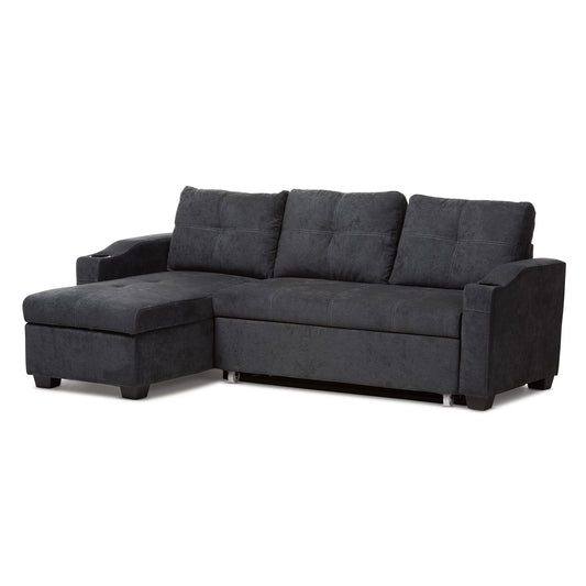 Lianna Sectional Sofa Modern and Contemporary Dark Grey Fabric Upholstered