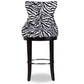 Peace Bar Stool - Modern Zebra-Print Fabric Upholstered Design with Metal Footrest for Stylish Seating