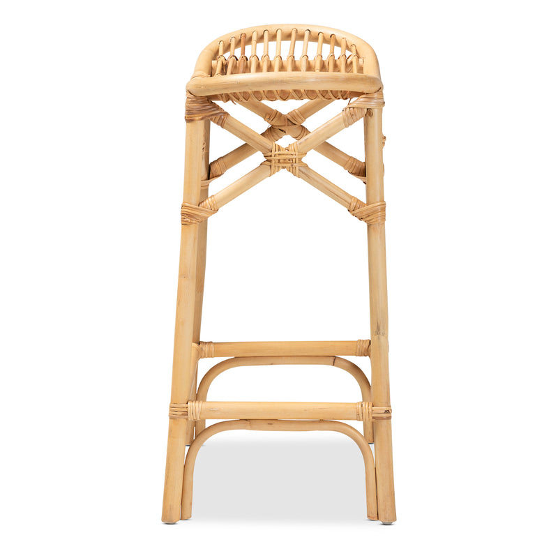 Elgon Rattan Counter Stool in Modern Bohemian Natural Brown for Stylish Home Decor