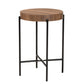 Savion End Table Modern Industrial Design with Walnut Brown Wood and Black Metal Accents