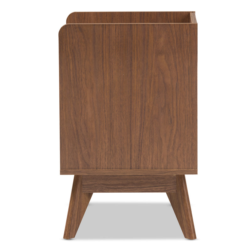 Brighton Nightstand - Mid-Century Modern 3-Drawer Storage in White and Walnut