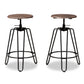 Veera Bar Stool Set - Vintage Industrial Rustic Walnut Wood and Black Metal, 2-Piece Adjustable Swivel Design for Home or Kitchen