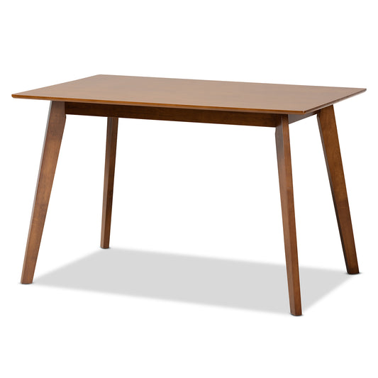 Maila Dining Table Mid-Century Modern Design in Walnut Brown Finished Wood for Stylish Dining Spaces