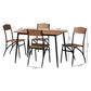 Neona 5-Piece Dining Set Modern Industrial Design with Walnut Brown Wood and Black Metal Accents for Stylish Dining Spaces