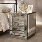 Currin Contemporary End Table with 3 Mirrored Drawers for Stylish Storage and Modern Decor