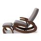 Kaira Rocking Chair and Ottoman Set Gray Fabric Upholstered Walnut-Finished Wood 2-Piece Modern and Contemporary