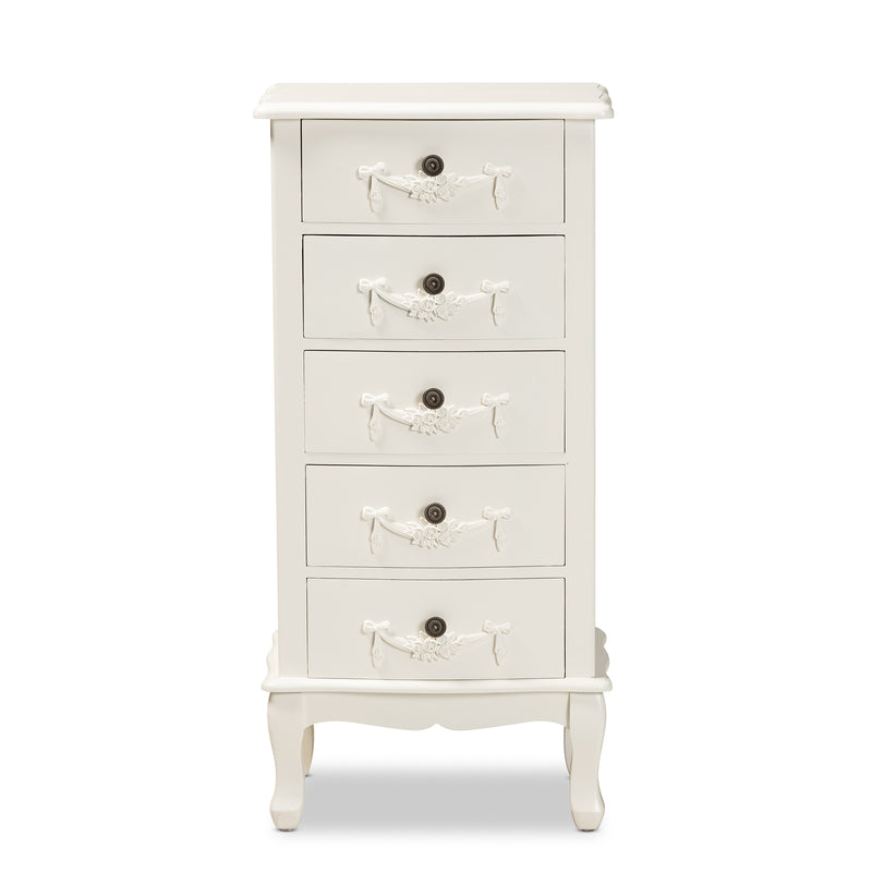 Callen 5-Drawer Chest Classic White Finished Wood Storage Furniture for Bedroom or Living Room