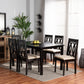 Cherese Dining Set Modern Contemporary Grey Fabric Upholstered Dark Brown Finished Wood 7-Piece