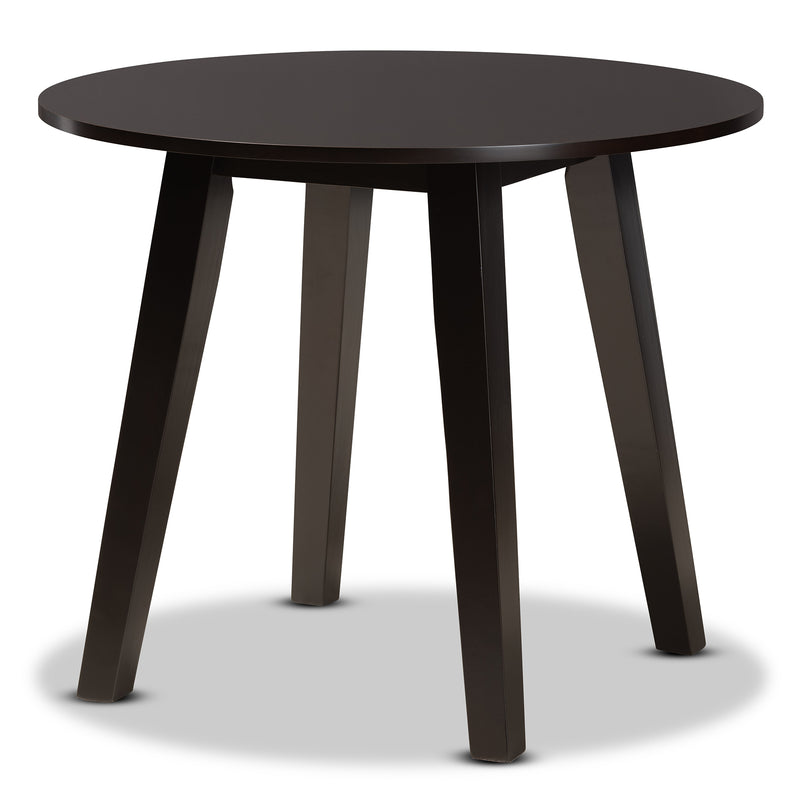 Derya 5-Piece Dining Set: Modern Grey Fabric Chairs with Dark Brown Finished Wood Table