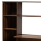 Ezra Modern Computer Desk Walnut Brown Finished Wood with Storage Shelves for Home Office and Study