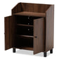 Rossin Shoe Storage Cabinet Modern and Contemporary Walnut Brown Finished 2-Door Wood Entryway with Open Shelf